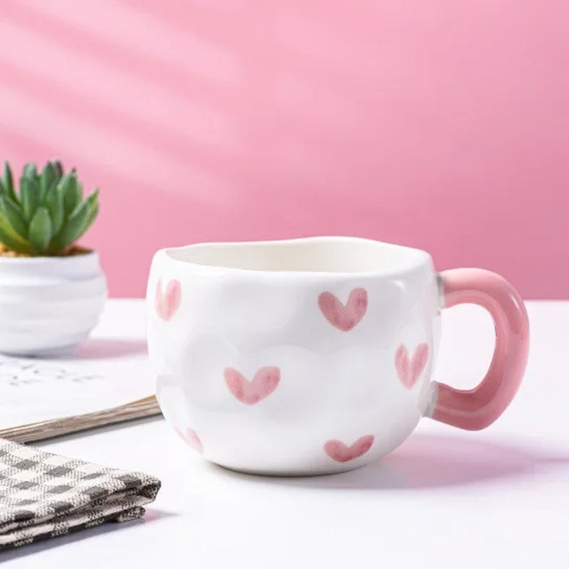 Korean Style 300ML Creative Hand Pinched Irregular Flower Ceramic Coffee Mug