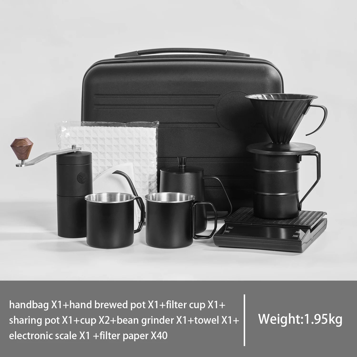 Travel Pour over Coffee Maker Gift Including 9 Items/Accessories with Travel Bag