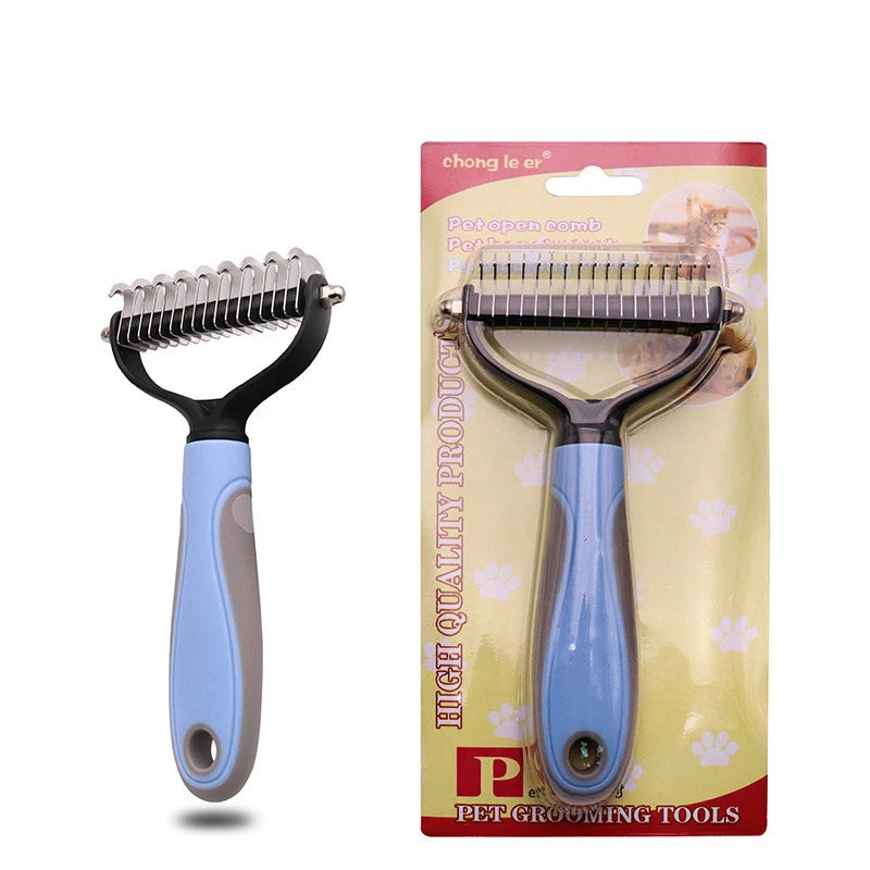 Pets Stainless Steel Grooming Brush Two-Sided Shedding and Dematting Undercoat Rake Comb