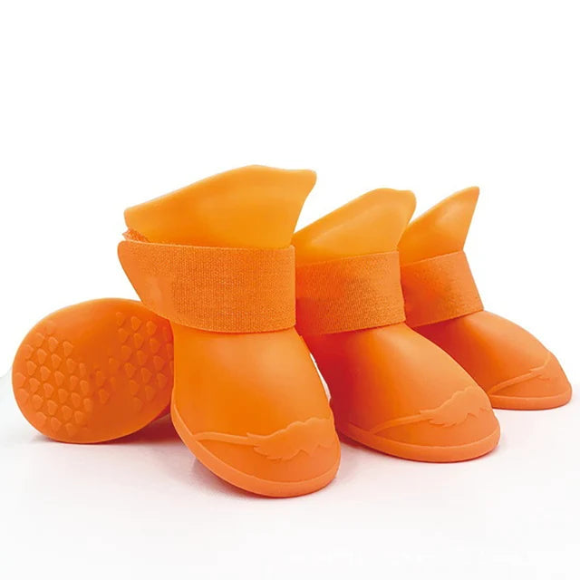 4 Waterproof Anti-Slip Pet Rain Boots – Durable Rubber Shoes for Outdoor Paw Protections