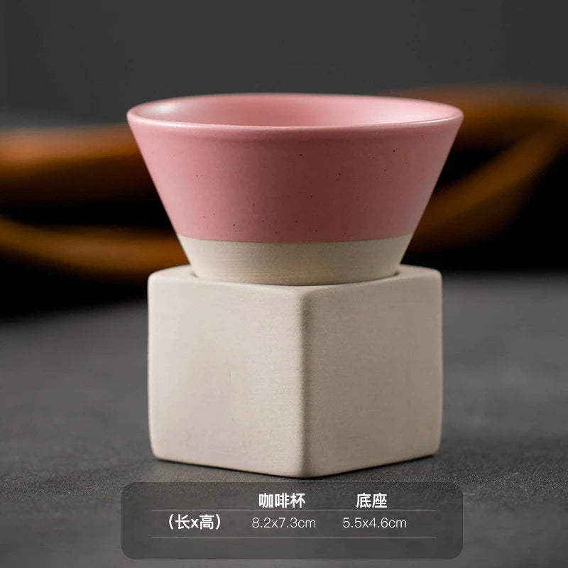 Retro Japanese Triangular Cone Shape Pottery Tea and Coffee Cup