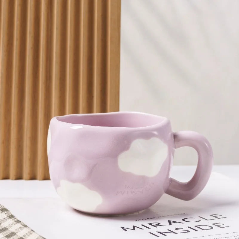 Korean Style 300ML Creative Hand Pinched Irregular Flower Ceramic Coffee Mug 