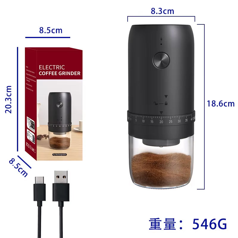 Portable Rechargeable 1800mAh Electric Coffee Grinder – 40 Adjustable Grind Levels