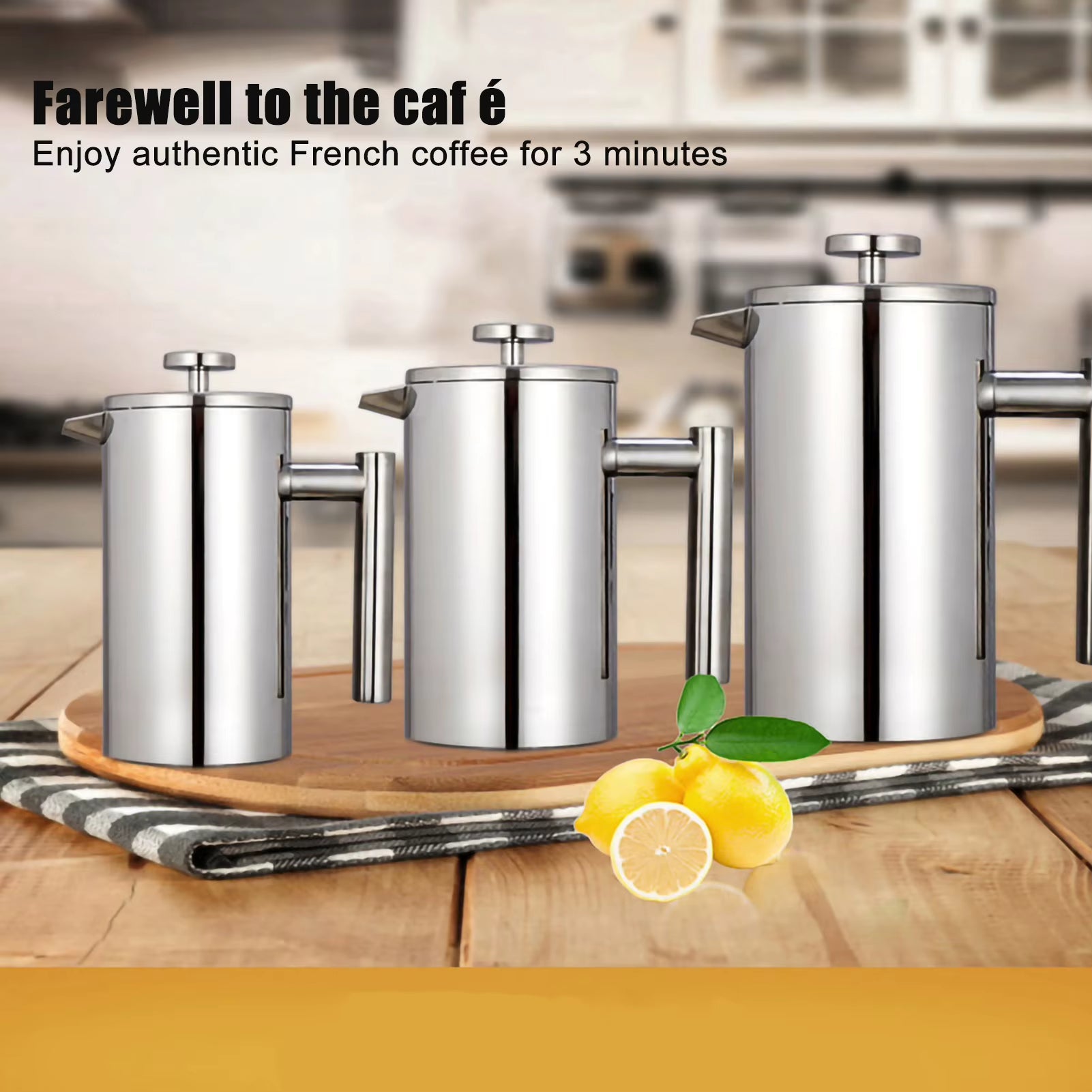 Stainless Steel Double Walled Insulated French Press Coffee Maker