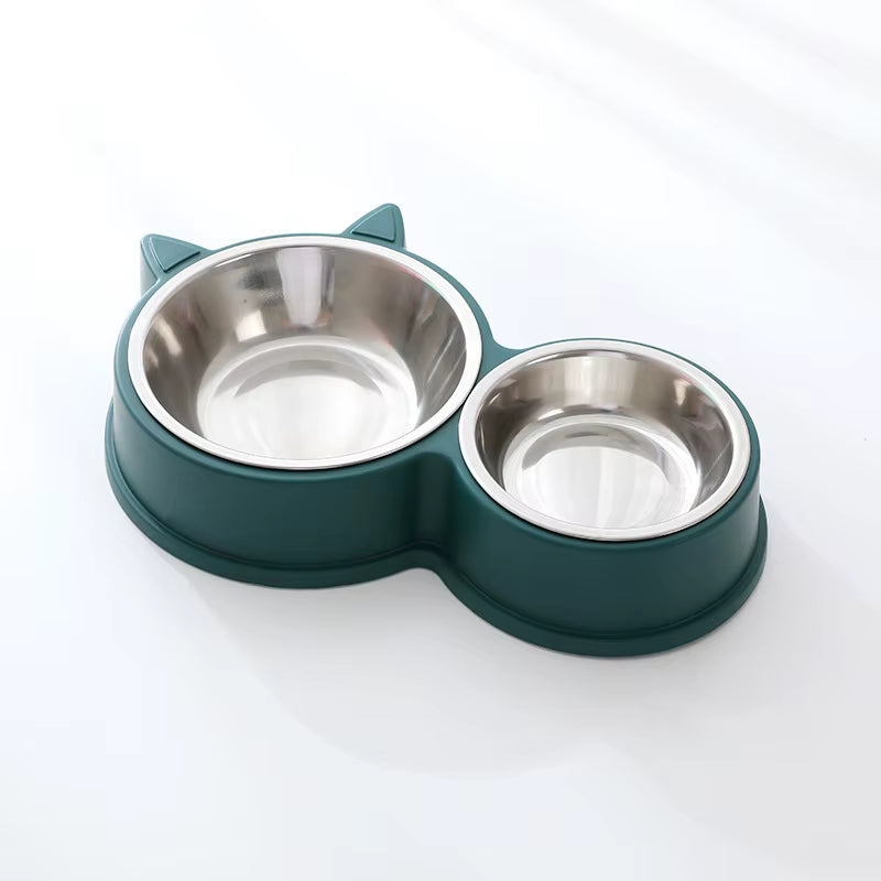 Stainless Steel Two Bowl Dog and Cat Feed and Drink 