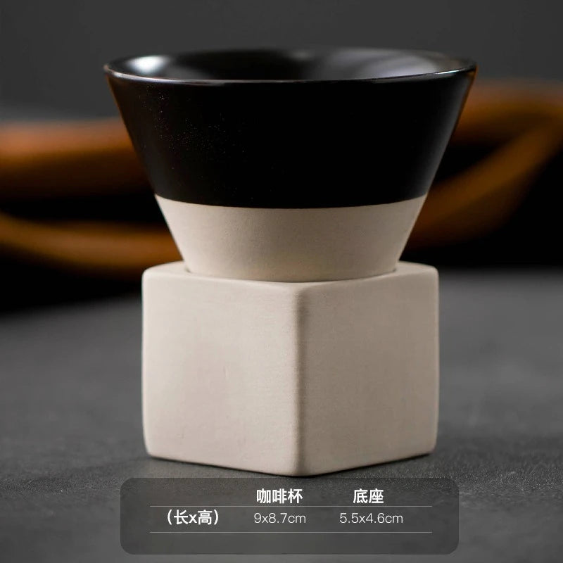 Retro Japanese Triangular Cone Shape Pottery Tea and Coffee Cup