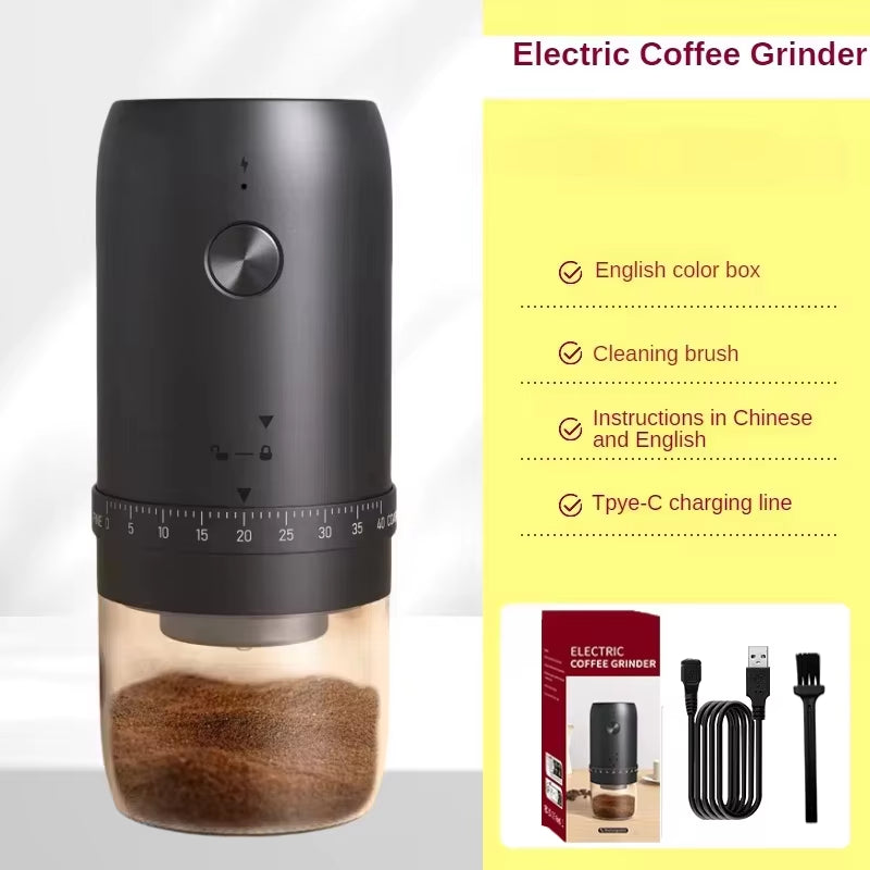 Portable Rechargeable 1800mAh Electric Coffee Grinder – 40 Adjustable Grind Levels