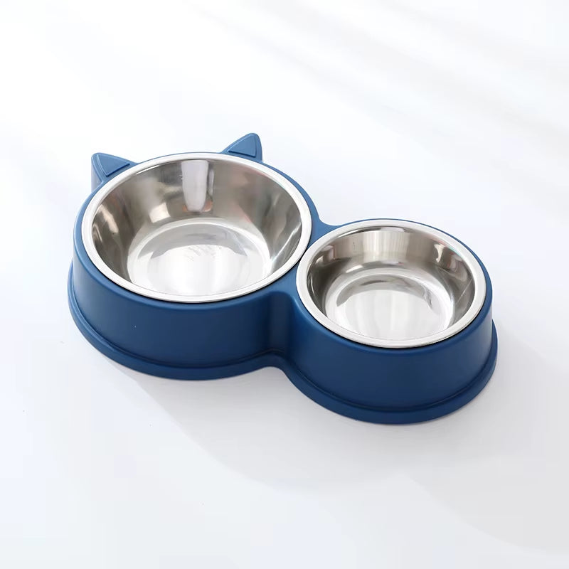 Stainless Steel Two Bowl Dog and Cat Feed and Drink 