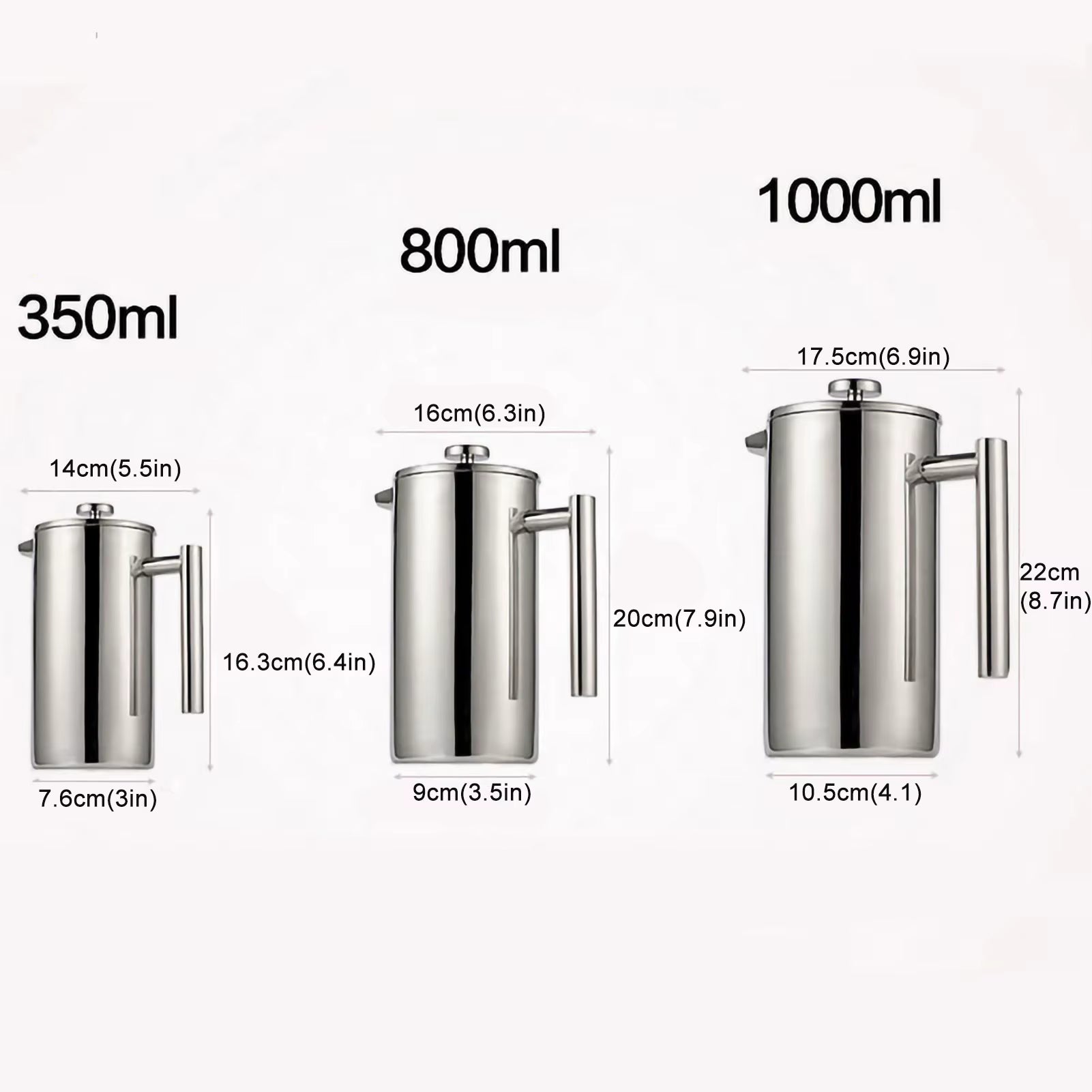 Stainless Steel Double Walled Insulated French Press Coffee Maker