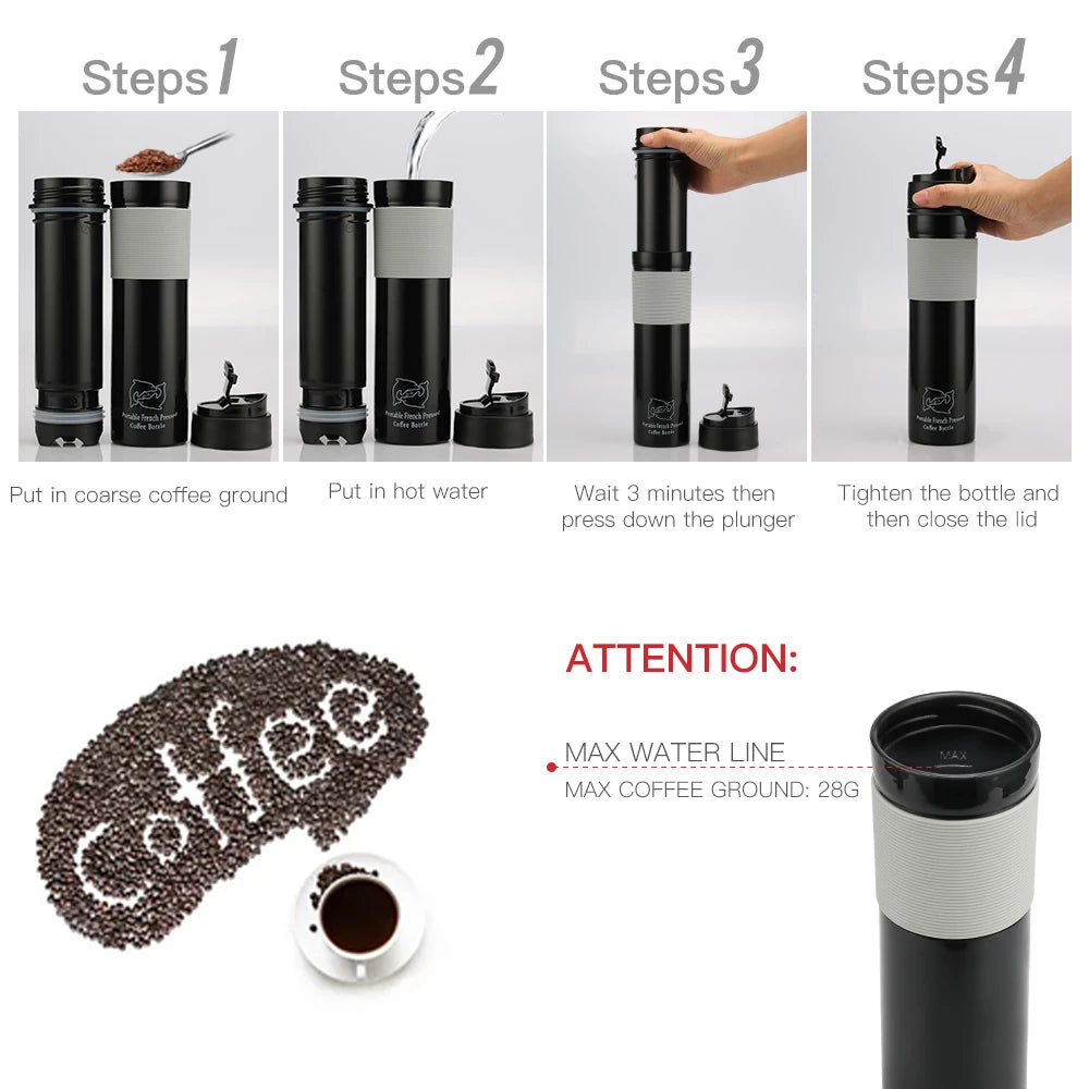 350ML French Press Coffee Maker and Insulated Travel Mug