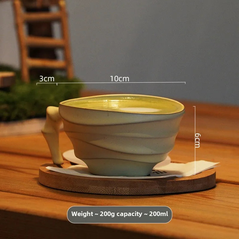 High End Vintage Bamboo Ceramic Coffee Mug