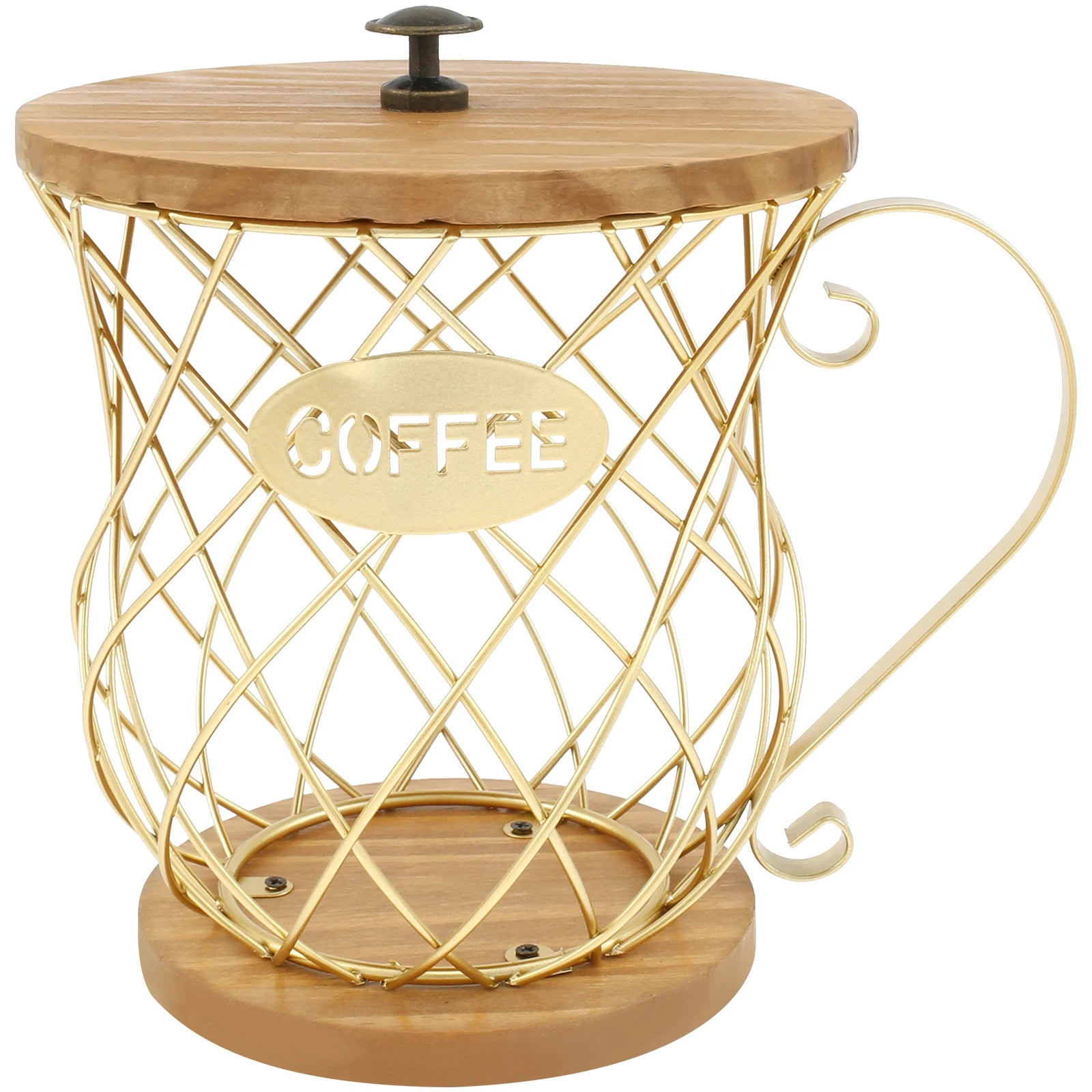 Stylish Cup Style Iron Coffee Pod Holder with Lid