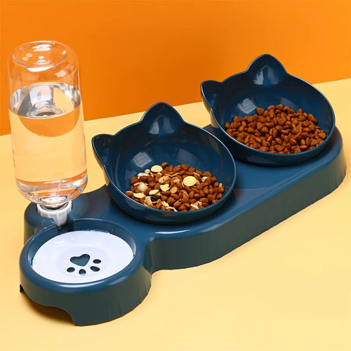 3 in 1 Cat Food Bowls with Water Feeder