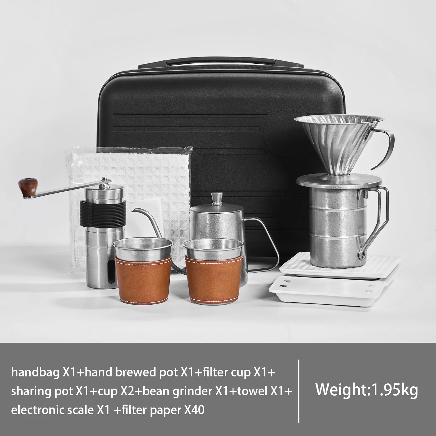 Travel Pour over Coffee Maker Gift Including 9 Items/Accessories with Travel Bag