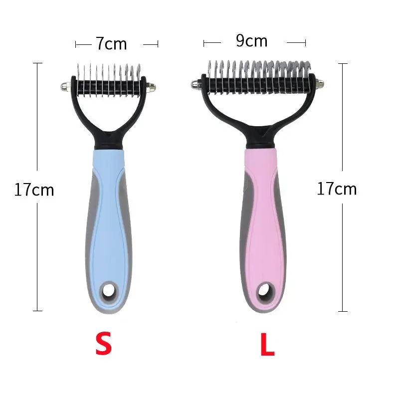 Pets Stainless Steel Grooming Brush Two-Sided Shedding and Dematting Undercoat Rake Comb 