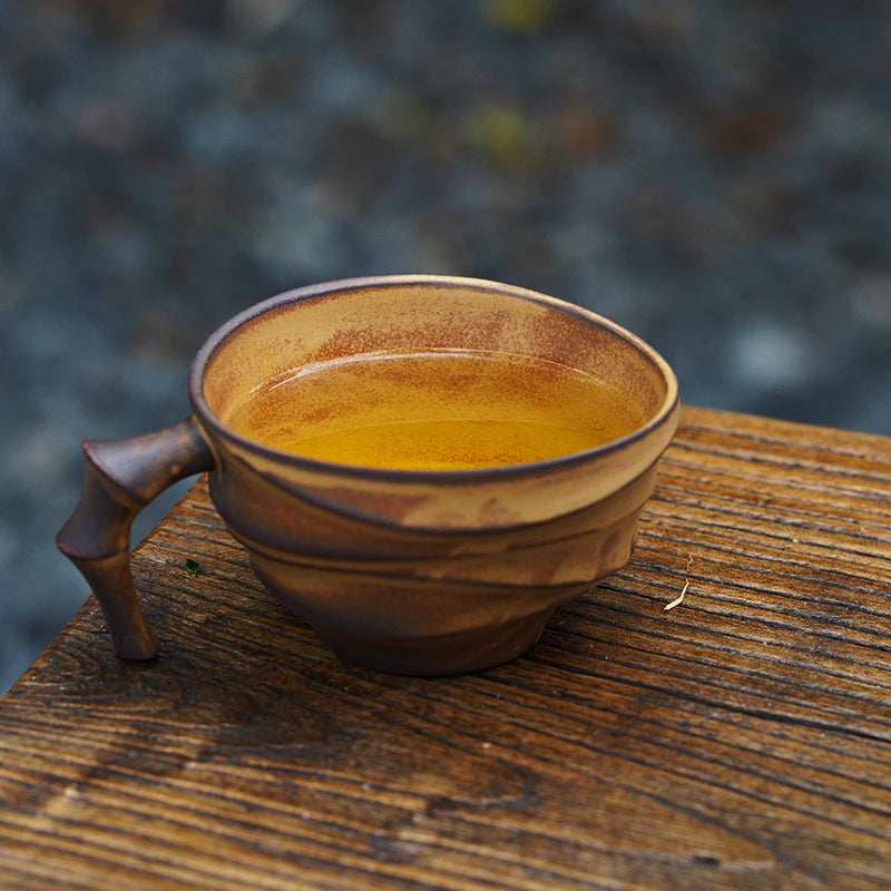 High End Vintage Bamboo Ceramic Coffee Mug