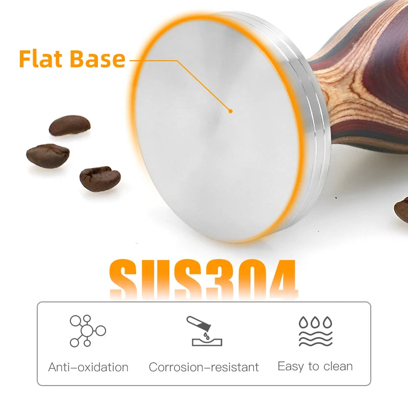 Colourful Stylish Premium Coffee Tamper – Stainless Steel & Wood - Multiple Sizes