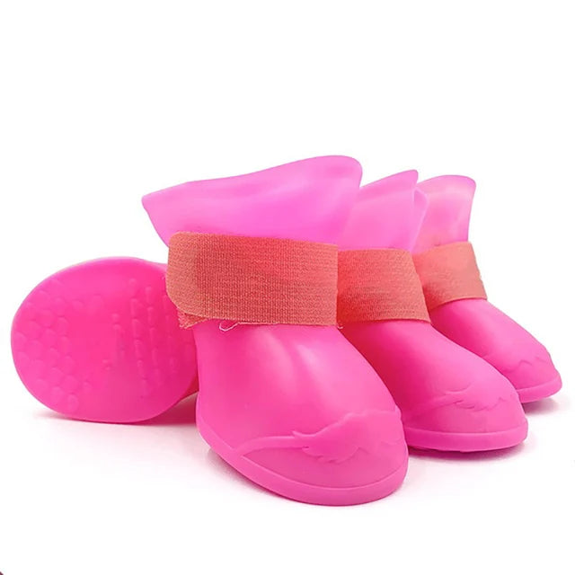 4 Waterproof Anti-Slip Pet Rain Boots – Durable Rubber Shoes for Outdoor Paw Protections