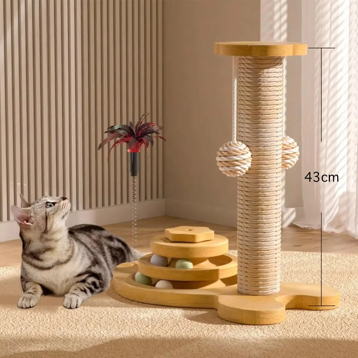 Stimulating Cat Toy with a Scratch Column