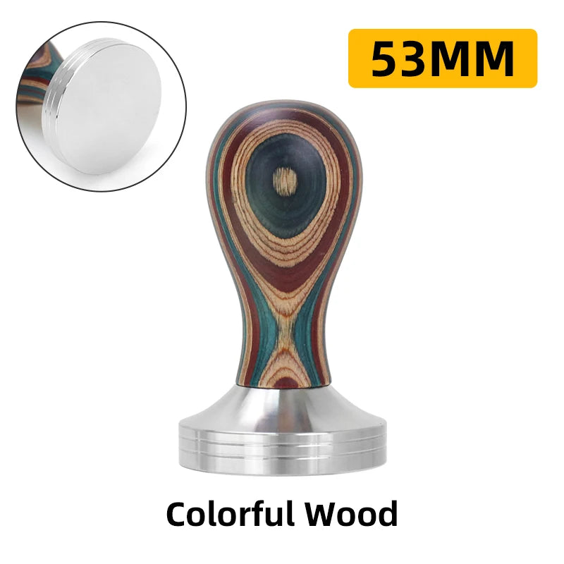 Colourful Stylish Premium Coffee Tamper – Stainless Steel & Wood - Multiple Sizes