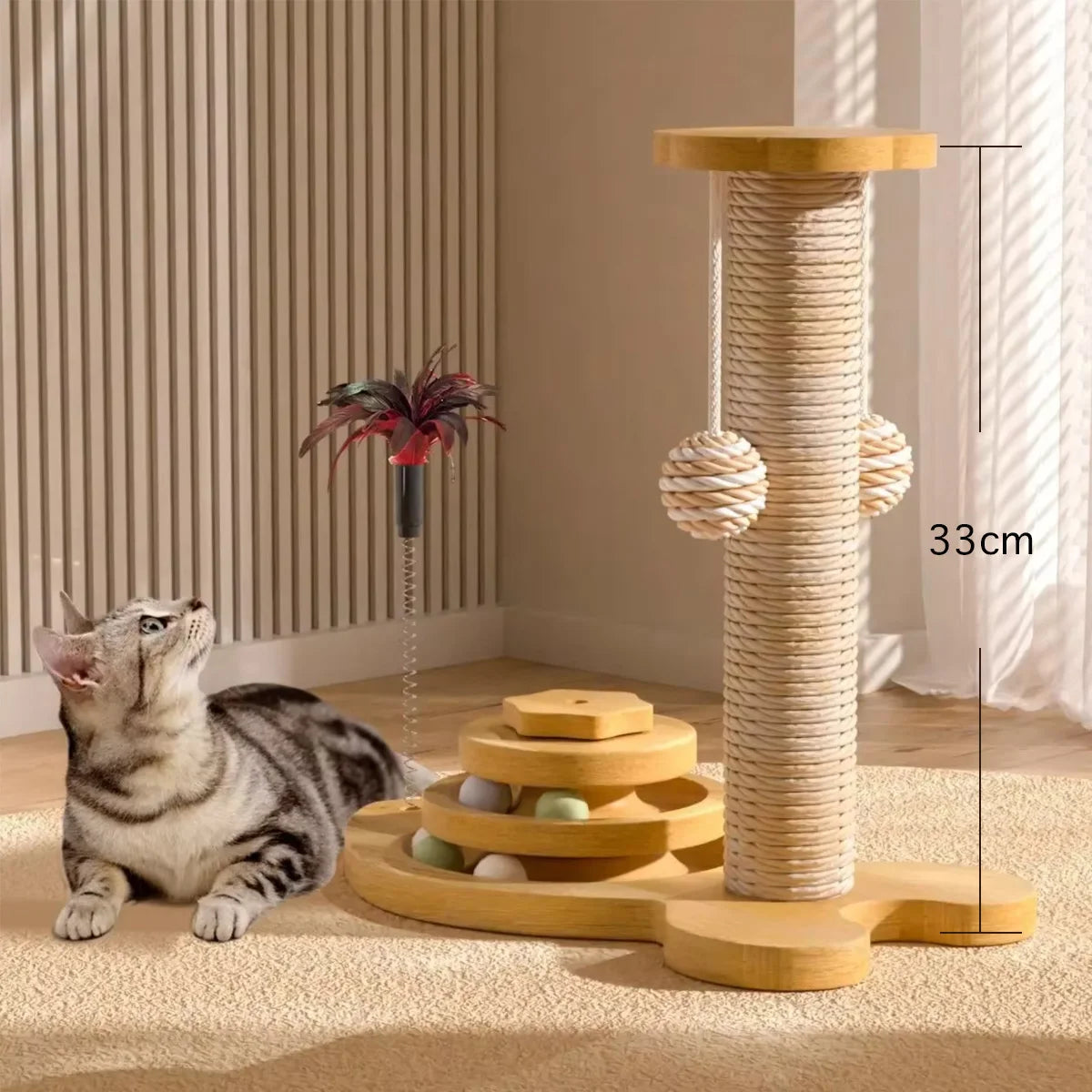 Stimulating Cat Toy with a Scratch Column