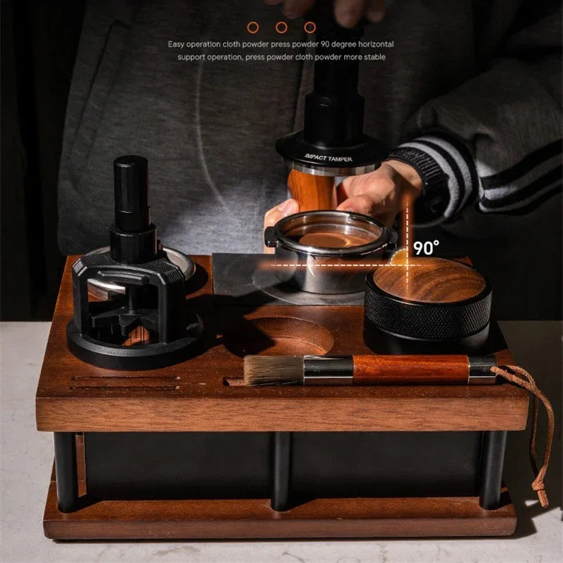 Premium Wooden Coffee Tamper Station