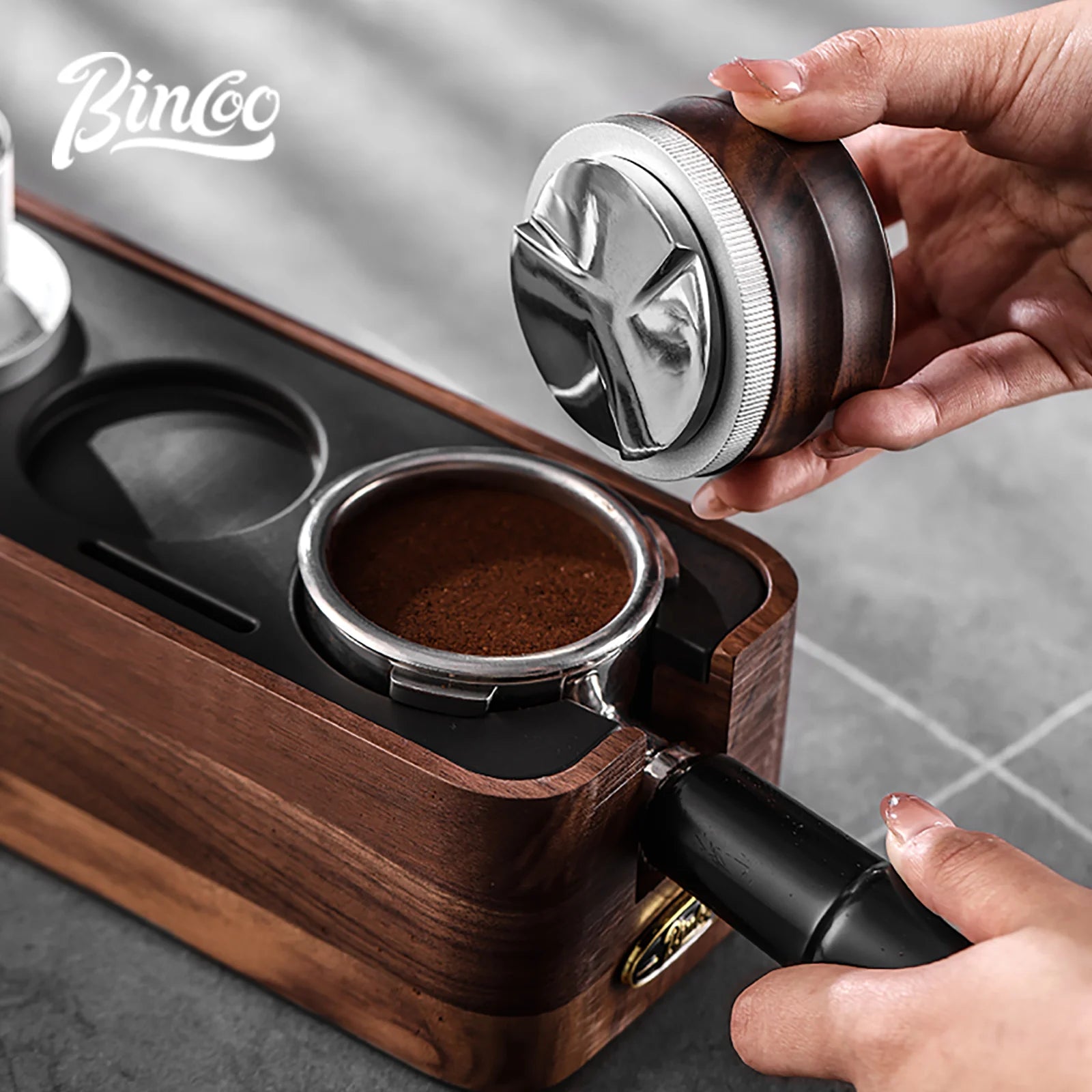 Coffee Tamper & Distributor with Tamping Base