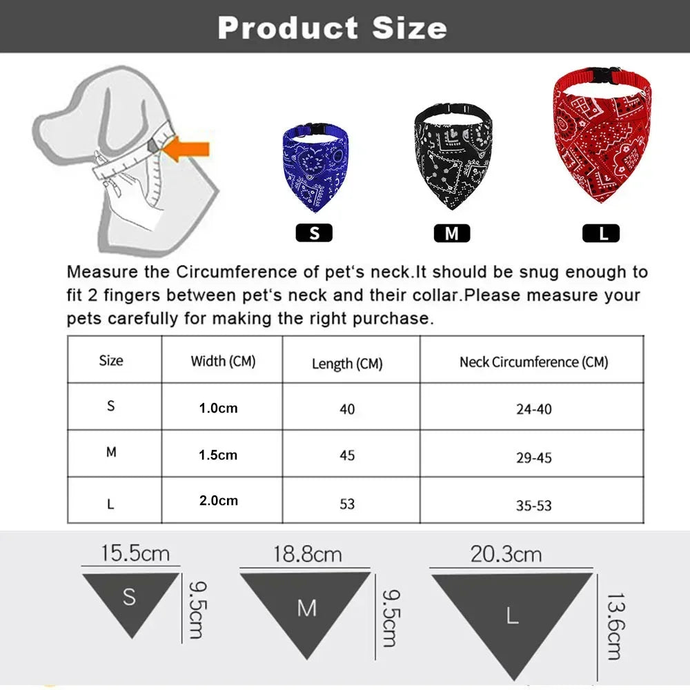 Adjustable Dog Bandana Collar Scarf for Cats and Dogs