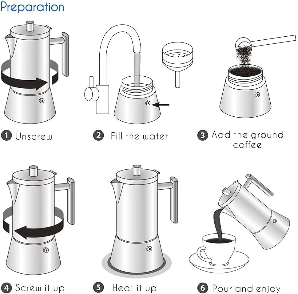 Stainless Steel Stovetop Espresso Maker - Induction Moka Pot
