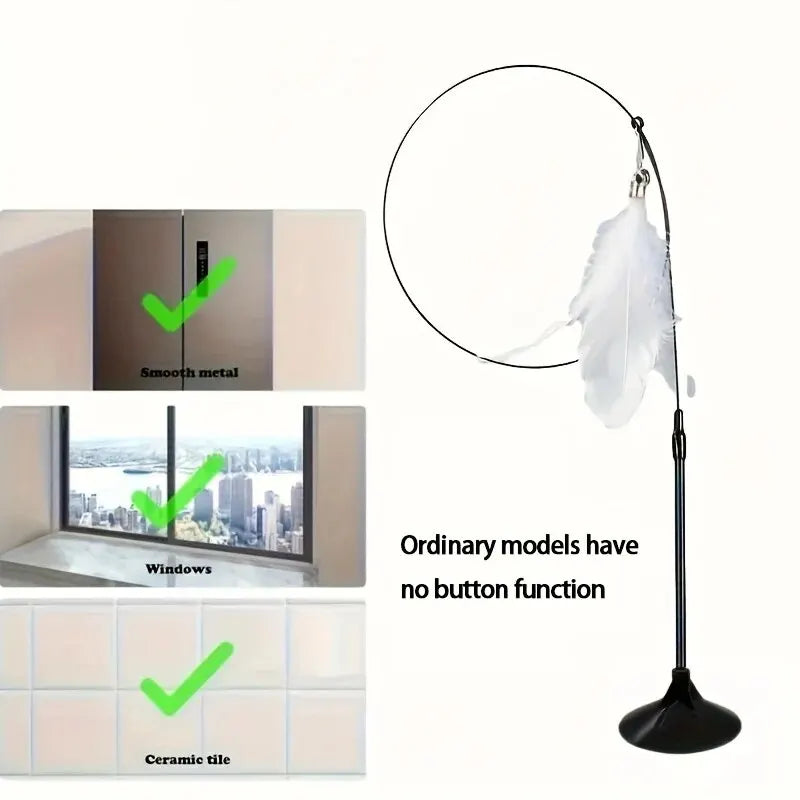 Cat Teaser Toy with Interactive Bell & Feather Wand