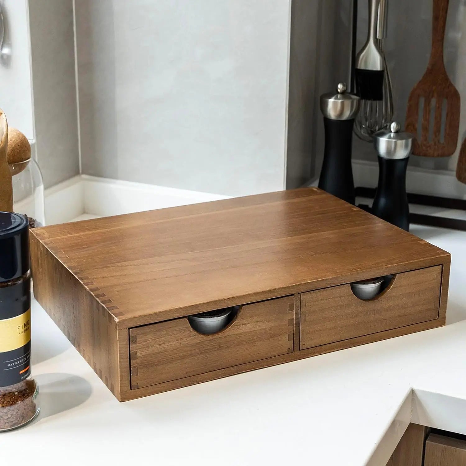 Quality Wooden Storage Drawers for Coffee Pods Holder -Can also Double as a Coffee Station