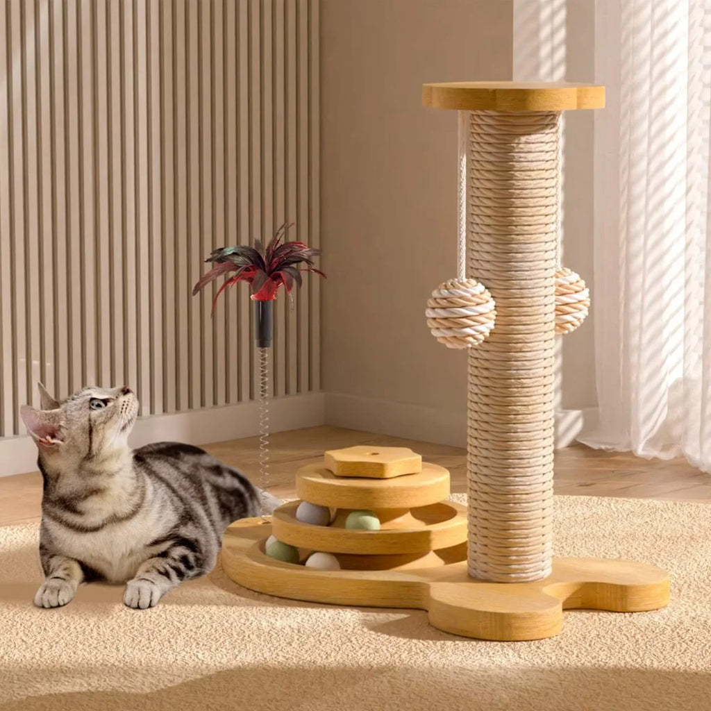 Stimulating Cat Toy with a Scratch Column