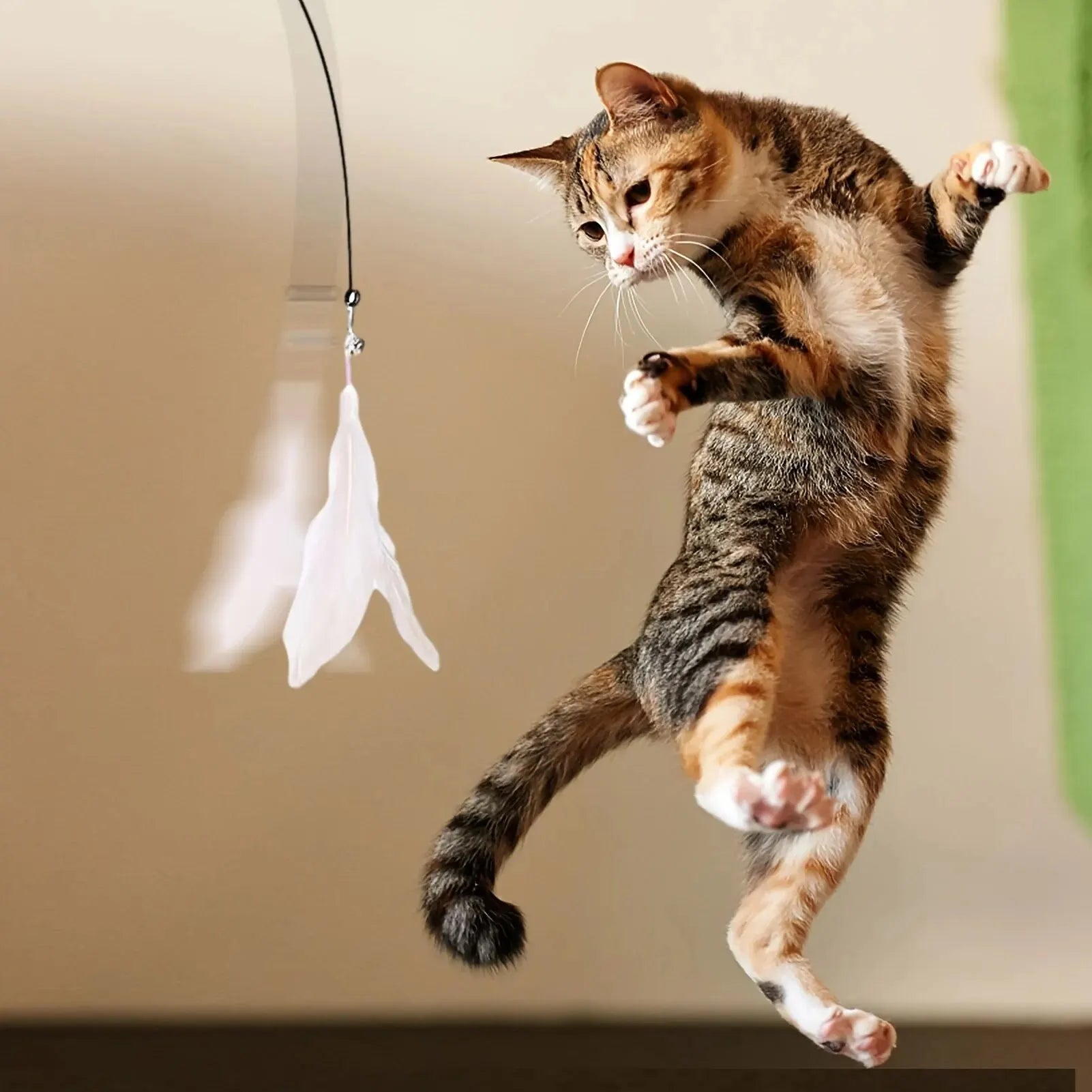 Cat Teaser Toy with Interactive Bell & Feather Wand