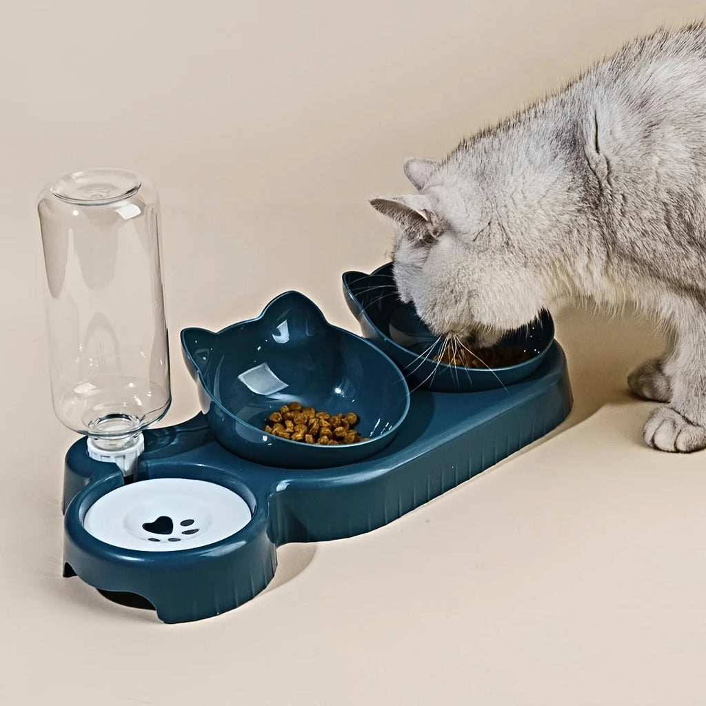 3 in 1 Cat Food Bowls with Water Feeder