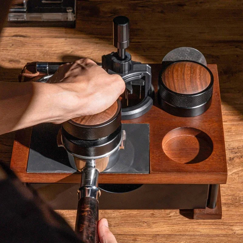 Premium Wooden Coffee Tamper Station