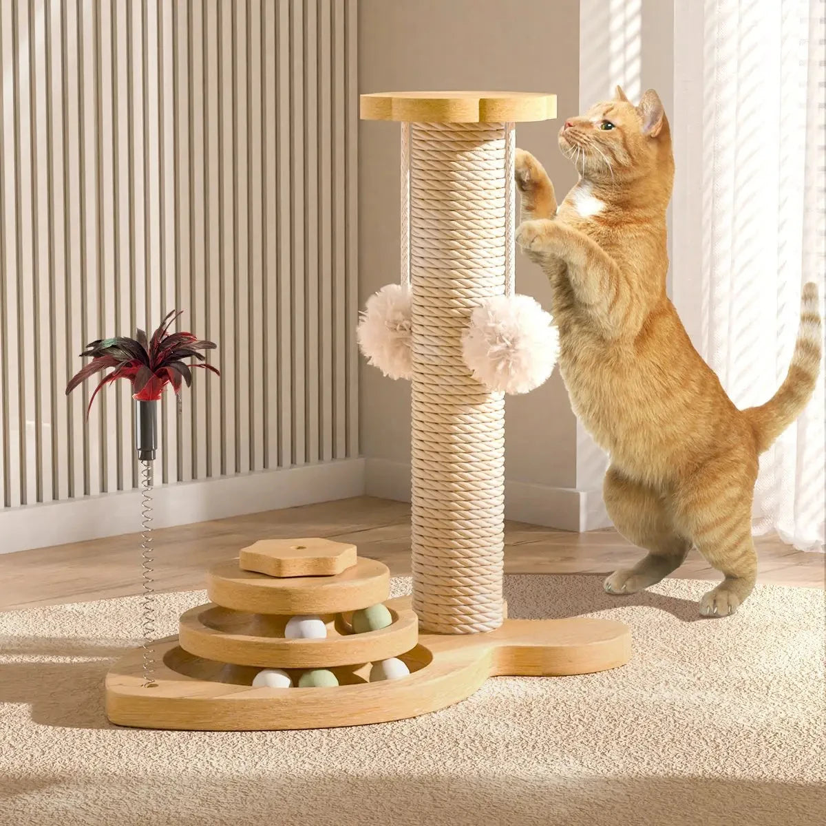 Stimulating Cat Toy with a Scratch Column