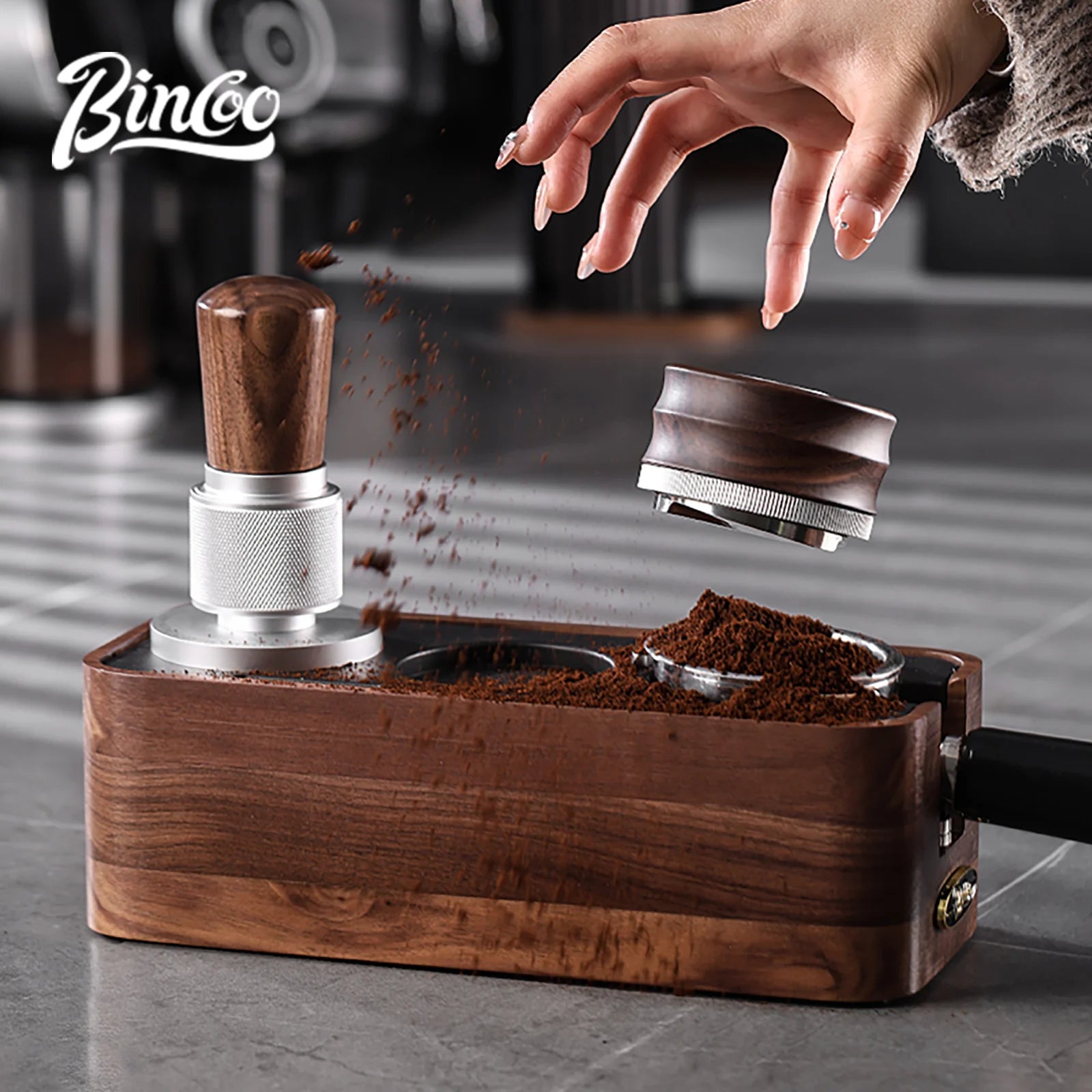 Coffee Tamper & Distributor with Tamping Base