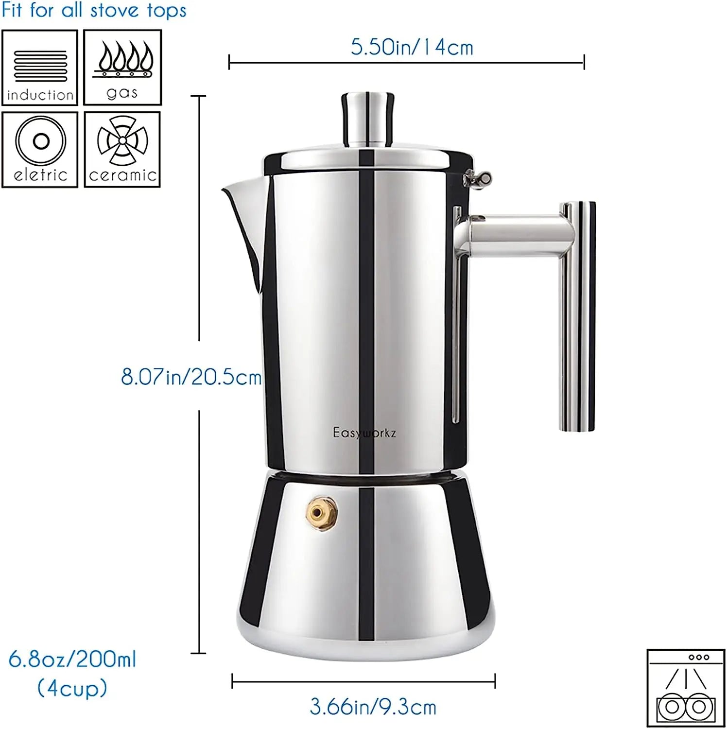 Stainless Steel Stovetop Espresso Maker - Induction Moka Pot
