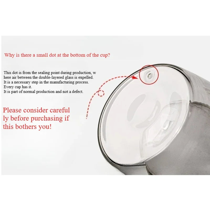 Heat-Resistant Borosilicate Double-Wall Transparent Glass Mug for Coffee, Tea or Hot Milk