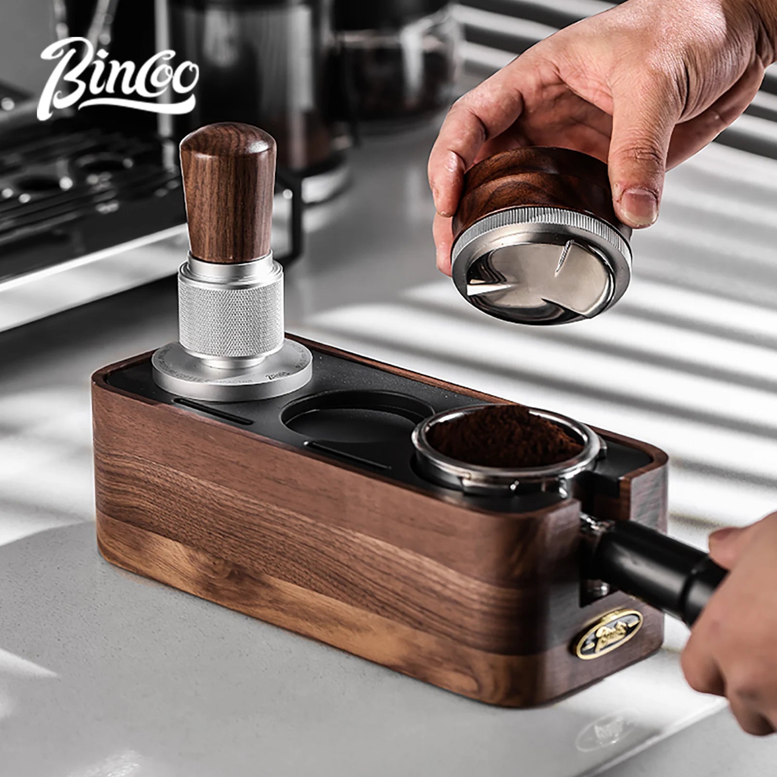Coffee Tamper & Distributor with Tamping Base