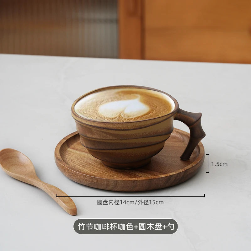 High End Vintage Bamboo Ceramic Coffee Mug