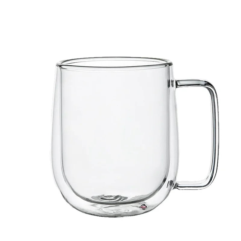 Heat-Resistant Borosilicate Double-Wall Transparent Glass Mug for Coffee, Tea or Hot Milk