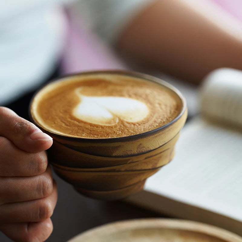 High End Vintage Bamboo Ceramic Coffee Mug