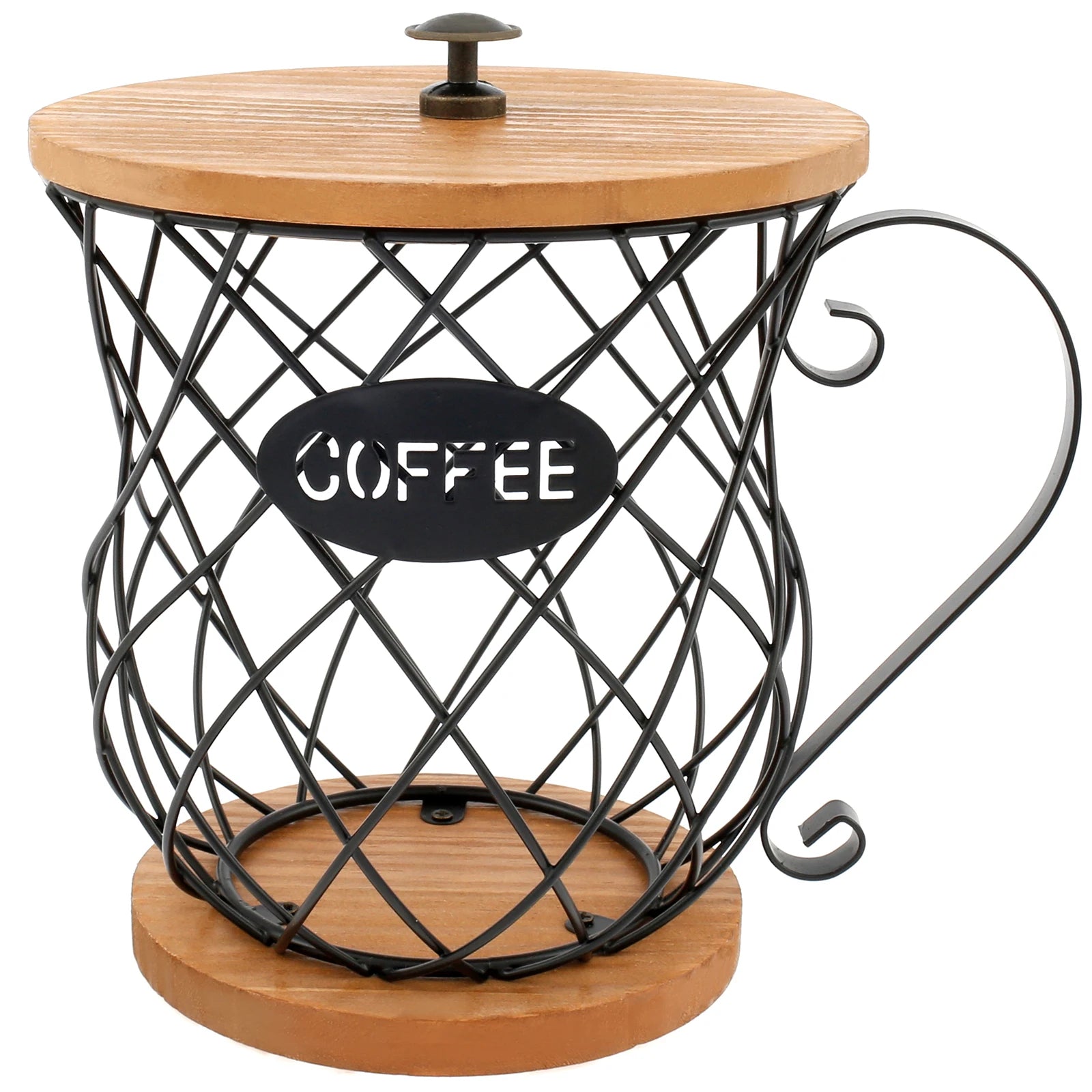 Stylish Cup Style Iron Coffee Pod Holder with Lid