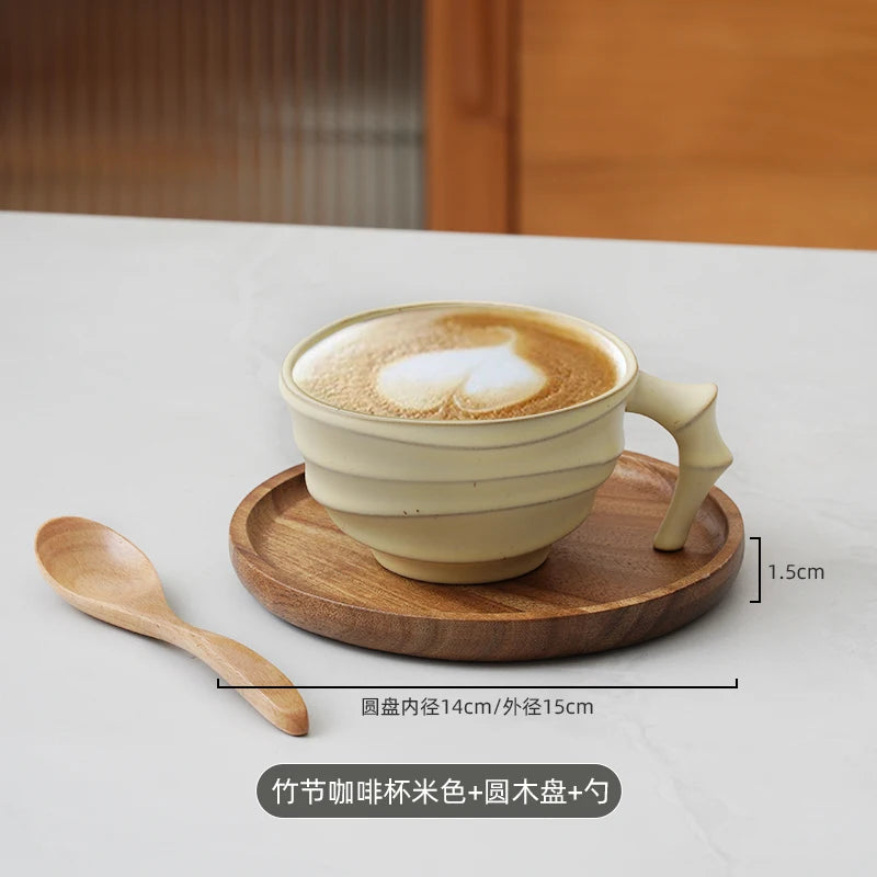 High End Vintage Bamboo Ceramic Coffee Mug