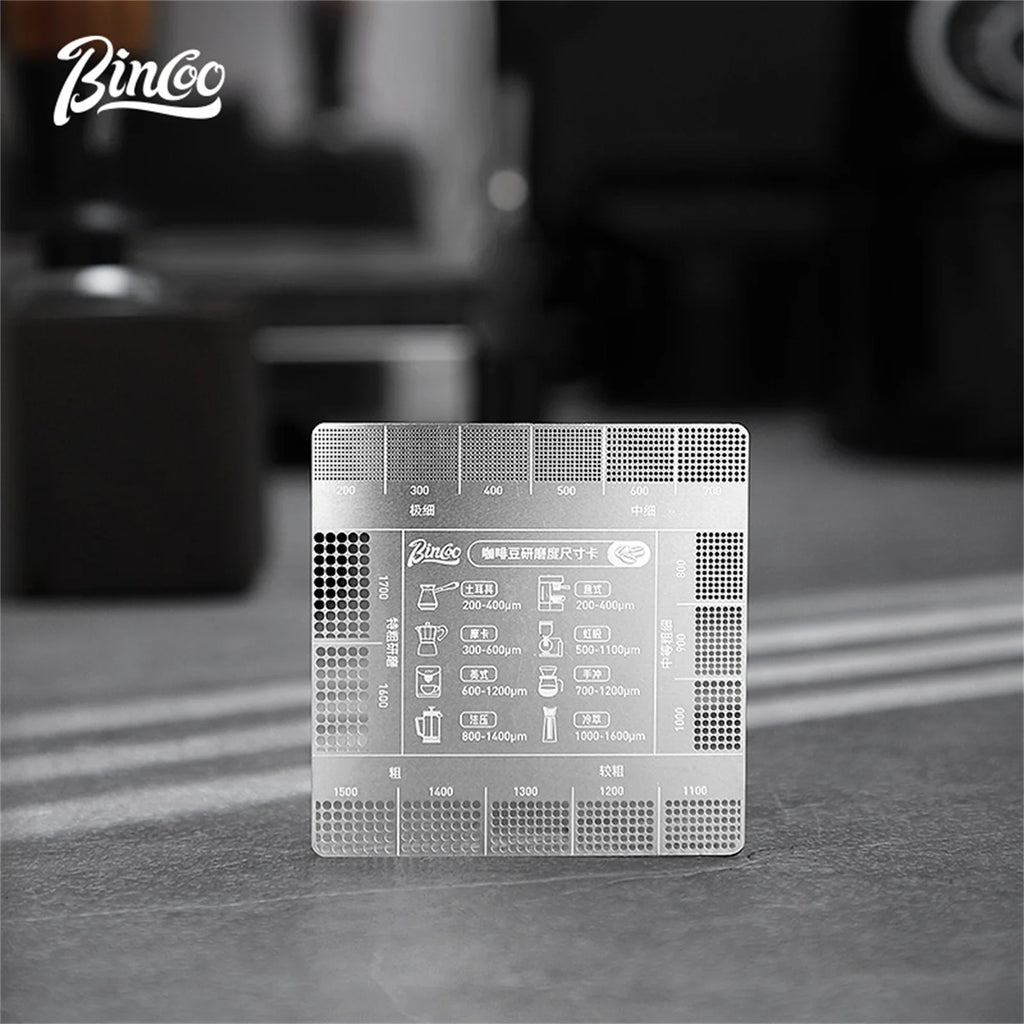 Stainless Steel Coffee Grind Size Reference Card – Precision Ruler Tool for Professional Bean Grinding