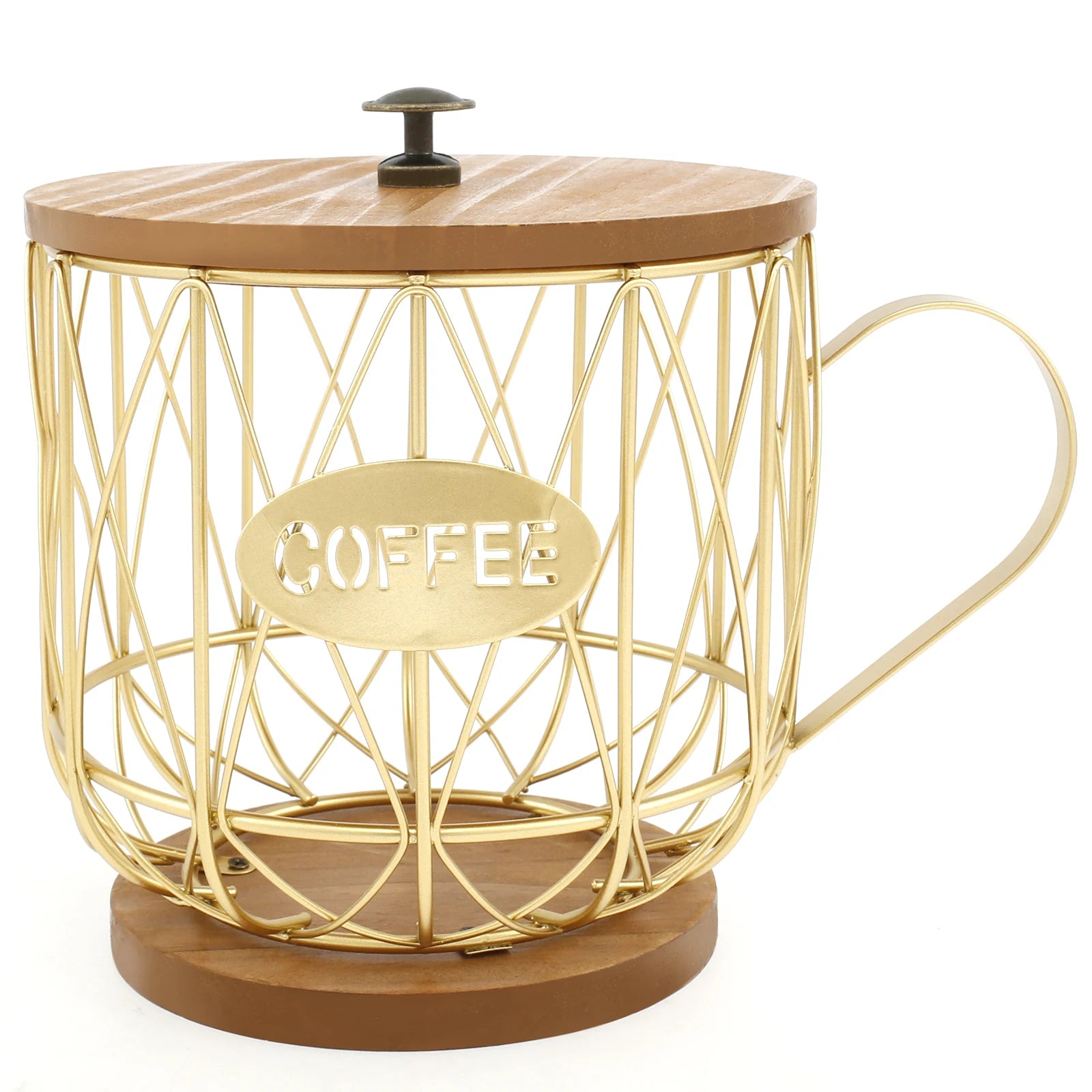 Stylish Cup Style Iron Coffee Pod Holder with Lid