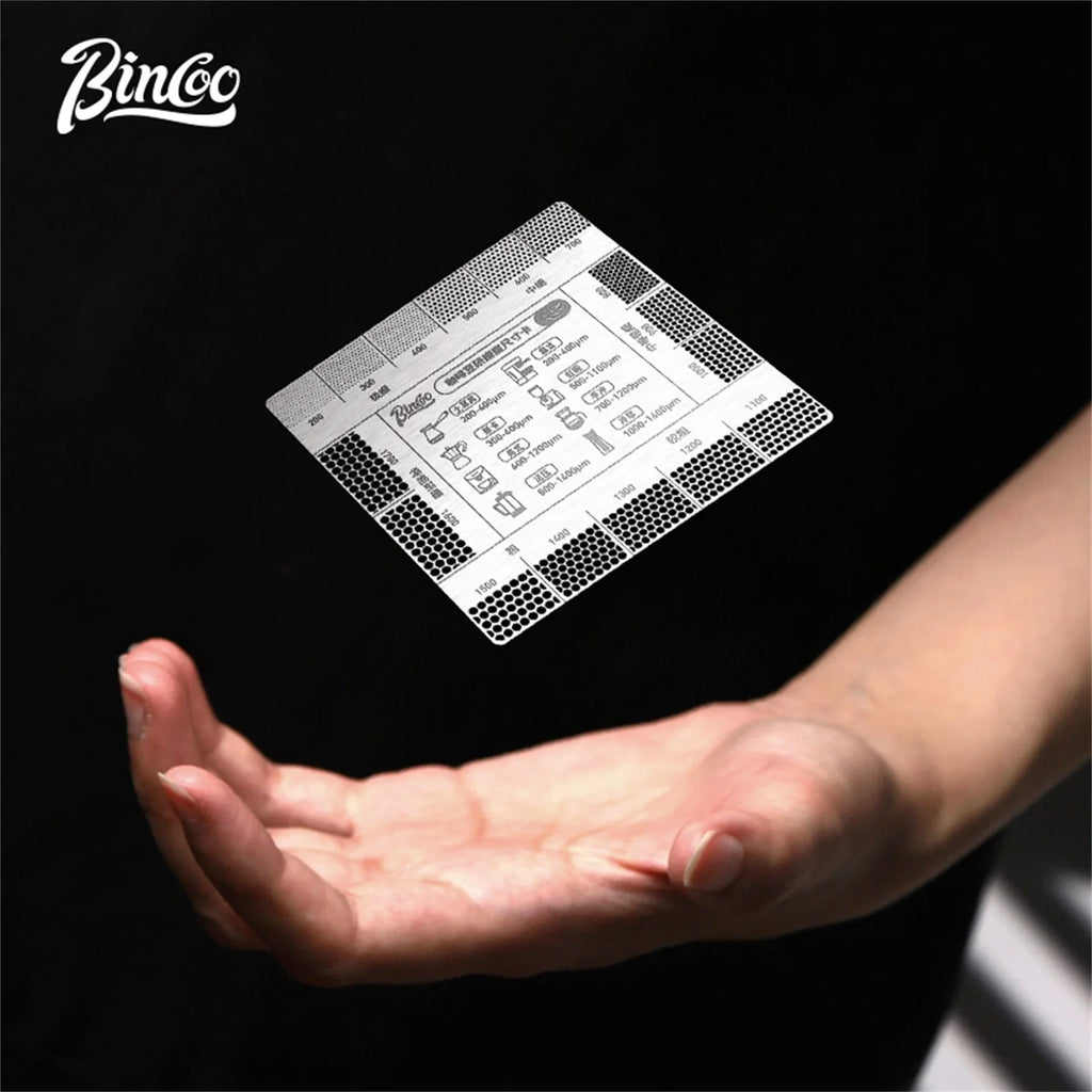 Stainless Steel Coffee Grind Size Reference Card – Precision Ruler Tool for Professional Bean Grinding