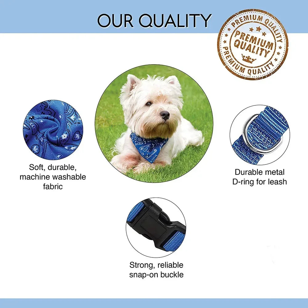 Adjustable Dog Bandana Collar Scarf for Cats and Dogs