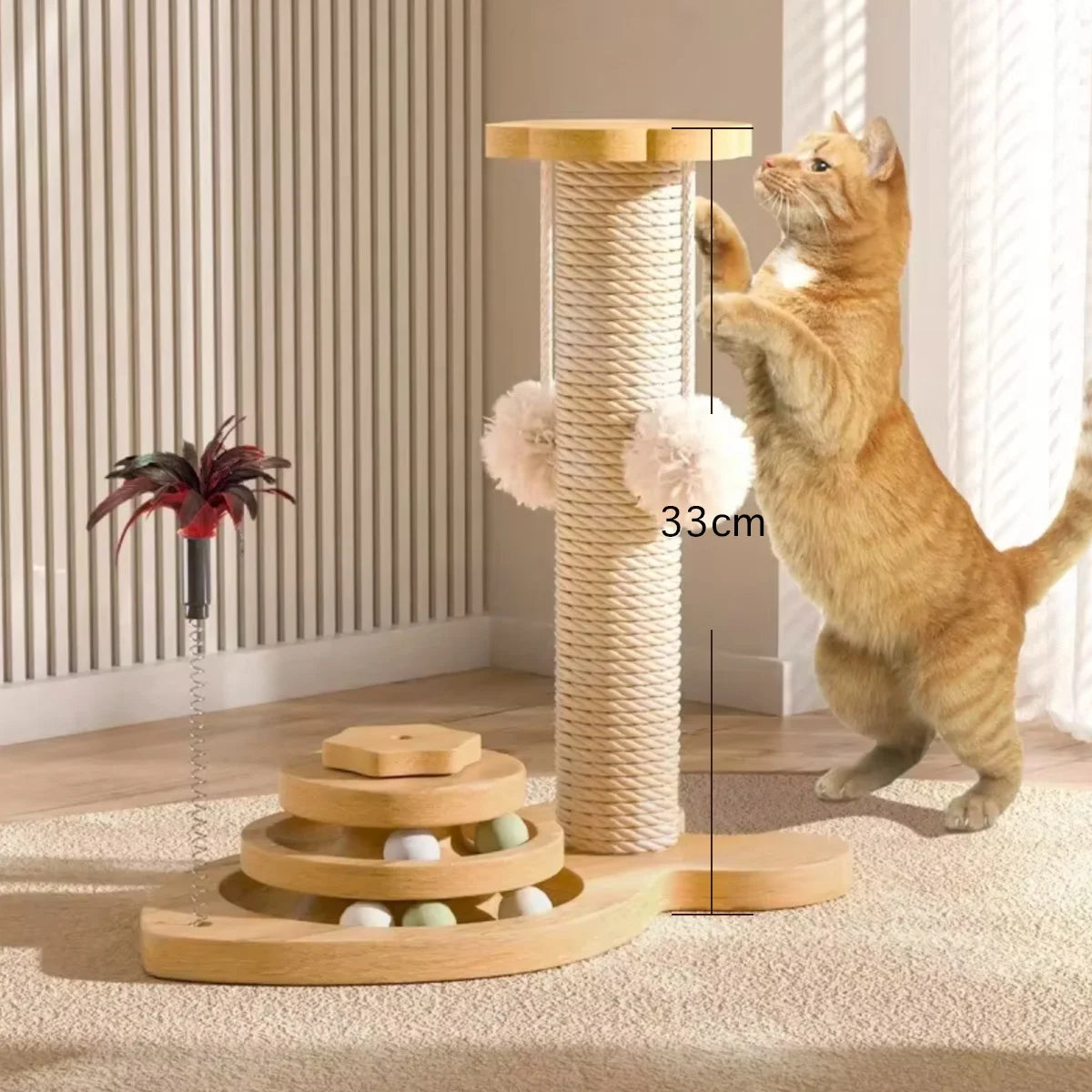 Stimulating Cat Toy with a Scratch Column
